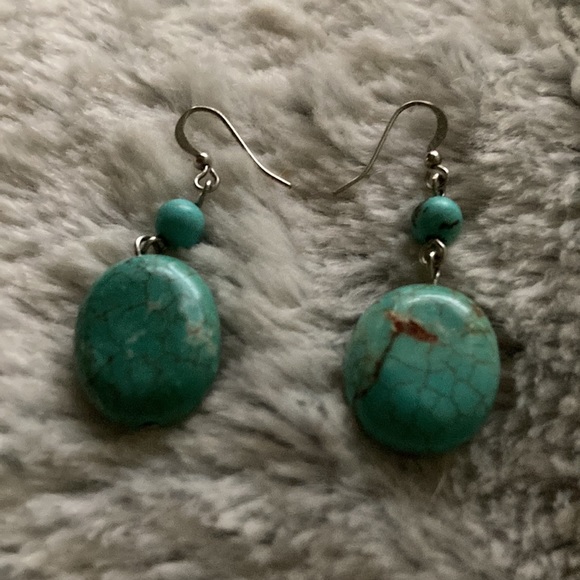 Real turquoise drop earrings. - Picture 2 of 2